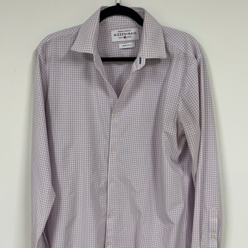 Mizzen + Main Dress Shirt Purple Check